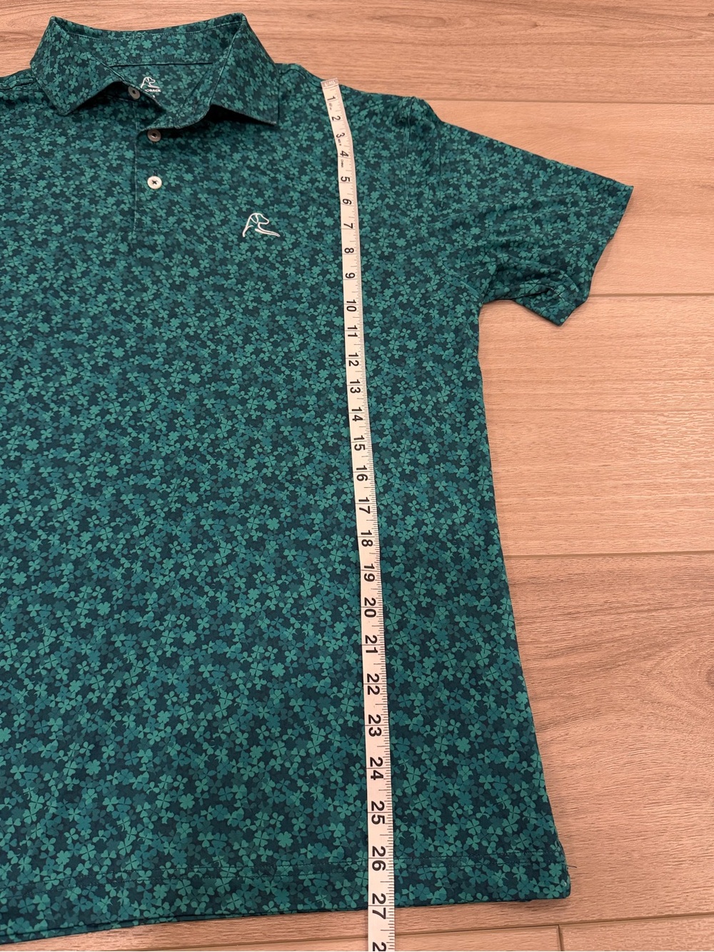 Rhoback The Four Leaf Polo Shirt Men's M Blue Green Clover Shamrock - Picture 4 of 6